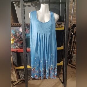 Women's Tunic Sky Blue with Floral Design,  size XXL Polyester & Cotton